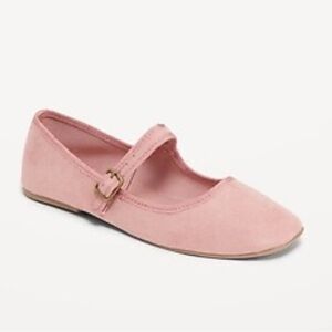 Old Navy Girls Faux-Suede Square Toe Mary Jane Ballet Flat Shoes Antique Coral 4